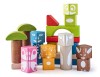 Cuburi Constructie Lemn Woodyland, 26 Piese, Pictate, 19x19x11.5 cm, Joc Educativ, 2+