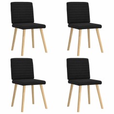 vidaXL Scaune de bucătărie, 4 buc., negru, material textil