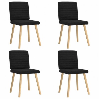 vidaXL Scaune de bucătărie, 4 buc., negru, material textil foto