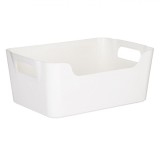 Coș de Depozitare Plastic, Model, M&acirc;nere, Capacitate 3.6L, Alb, Oem