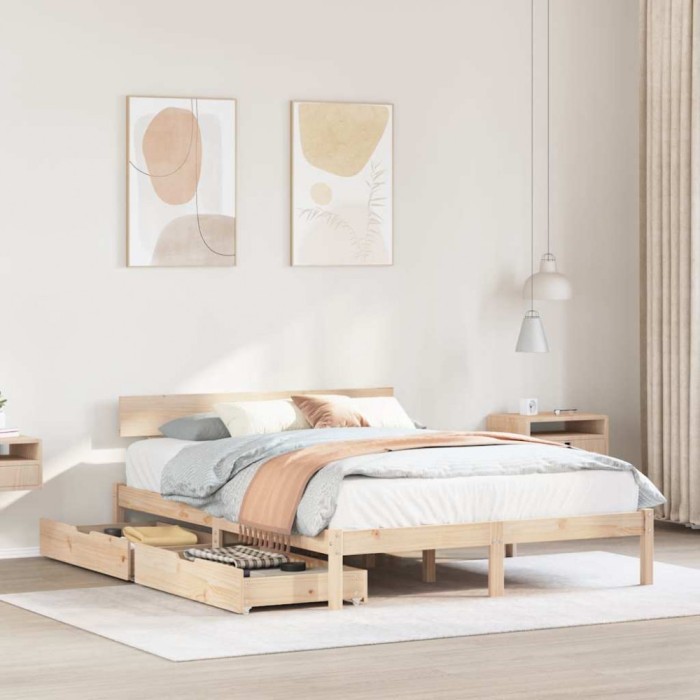 Gossi cadru de pat fara saltea, 160x200 cm, lemn masiv pin