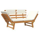 Cumpara ieftin Banca de gradina 2-in-1, cu perne, 190 cm, lemn masiv de acacia