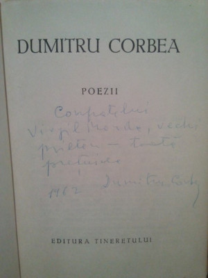 Dumitru Corbea - Poezii (semnatura) (1962) foto