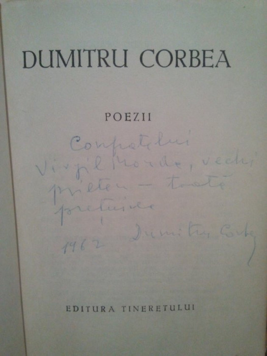 Dumitru Corbea - Poezii (semnatura) (1962)