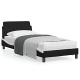 VidaXL Cadru de pat cu tăblie negru și alb 90x190 cm piele artificială