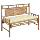 Cumpara ieftin Banca de gradina cu perna, 120 cm, bambus