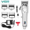 Masina de tuns si ras VGR V-140, afisaj digital, lame inox, durata operare 300 min, 4 piepteni ajustare lungime, precizie inalta, Argintiu