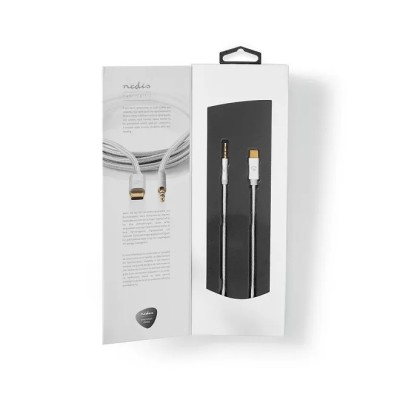 Cablu USB TYPE C tata - Jack 3.5 mm tata 1m aurit argintiu Nedis foto