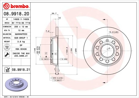 BREMBO 08.9918.21 PRIME LINE - UV Coated Disc frana