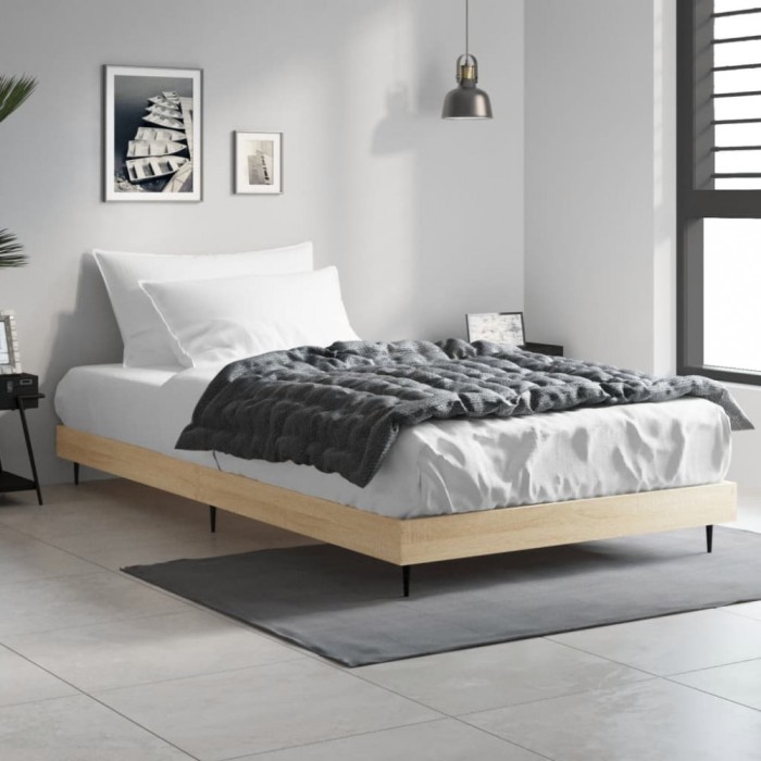 vidaXL Cadru pat fără saltea stejar sonoma, 90x200 cm, lemn prelucrat 832272