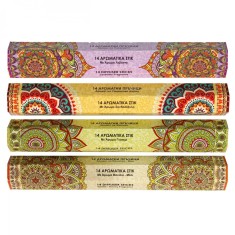 Set Bețișoare Parfumate, Multicolor, 56 Bucăți, Arome Lavandă, Lemn de Santal, Iasomie, Vanilie și Miere