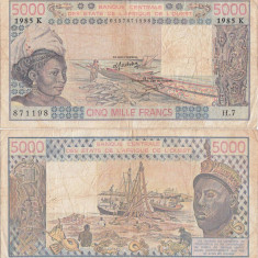 1985, 5.000 Francs (P-708 Kj) - Senegal (Statele Africane de Vest)