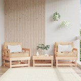 Set 2 Scaune Gradina Gossi, Lemn Pin, Perne Bej, 64x61x62cm, Exterior, Scaun cu Brate, Rezistent UV