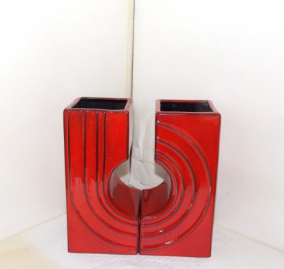 Vaza dublă ceramică fat lava - Zyklon - design Cari Zalloni, Steuler W. Germany foto