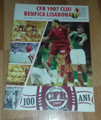 Bilet Fotbal CFR Cluj Benfica Lisabona 2007 amical centenar program Romania foto