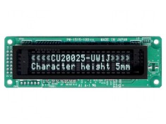 Afișaj VFD Alfanumeric 20x2 4.7mm 350cd/m2