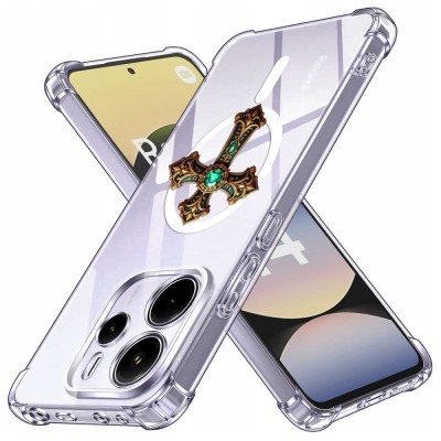 Husa antisoc pentru xiaomi redmi note 14 4g (standard) - airbag magsafe, col&amp;Egrave;uri ranforsate - cross smarald foto