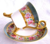 SET CEASCA CAFEA ESPRESSO CU FARFURIE PORTELAN JAPONEZ MODEL OHASHI CHINA DECOR CU TRANDAFIRI