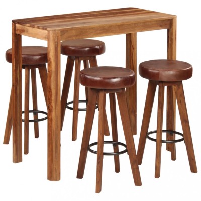 vidaXL Set mobilier bar, 5 piese, 115x56x107 cm lemn masiv foto