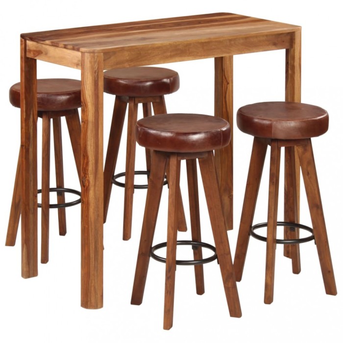 vidaXL Set mobilier bar, 5 piese, 115x56x107 cm lemn masiv