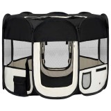 Cumpara ieftin Tarc de caini pliabil cu sac de transport, negru, 90x90x58 cm