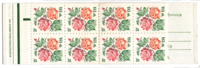 Statele Unite 1978 - trandafiri, carnet filatelic cu 16 timbre