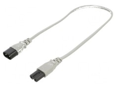 Cablu IEC C7 mamă - IEC C8 tată, 0,5m, 2x0,75mm2, gri, 2,5A