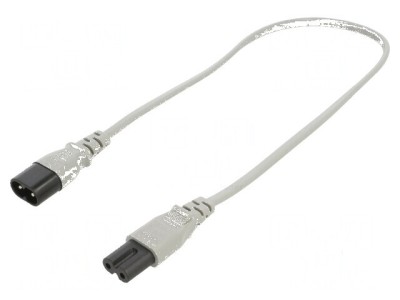 Cablu IEC C7 mamă - IEC C8 tată, 0,5m, 2x0,75mm2, gri, 2,5A foto