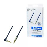 Cablu audio stereo 90 grade Jack 3.5 mm 0.3m tata-tata aurit albastru inchis carcasa aluminiu LOGILINK CA11030