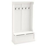 HOMCOM Mobilier de intrare cu banc cuier 3 &icirc;n 1, 5 c&acirc;rlige, banc de depozitare pentru sufragerie, coridor 96 x 34 x 179,7 cm crem | Aosom Romania