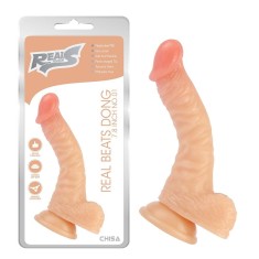 Dildo Real Beats Dong 7.8 Inch NO.01, 20x4 cm - Dildo Flexibil cu Ventuză și Textură Reală din TPE