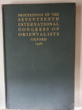 Proceedings of the Seventeenth Congress of Orientalists, Oxford, 1928