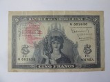 Rara! Noumea(Noua Caledonie) 5 Francs 1944 seria:002630,bancnota din imagini