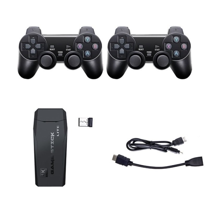 Consola Game stick cu peste 20000 de jocuri incorporate, Chigoods, 2 controlere wireless, iesire HDMI, conectare la TV/TV, cutie/PC/laptop/proiector,