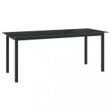 vidaXL Masă de grădină, negru, 190x90x74 cm, aluminiu și sticlă 312202