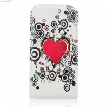 HUSA PIELE SAMSUNG GALAXY S4 I9500 SLIM FLIP HEART RED foto