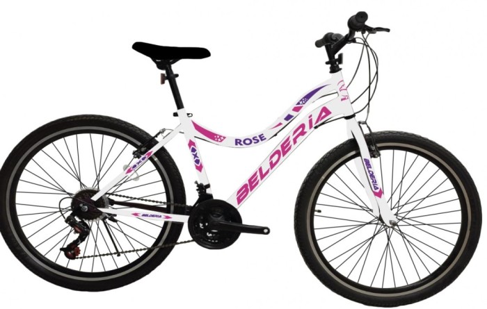 Bicicleta MTB Belderia Rose, culoare alb/roz, roata 24&quot;, cadru din otel Cod:232653000111