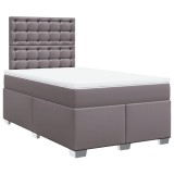 Cumpara ieftin Pat box spring cu saltea, gri, 120x190 cm, piele ecologica