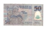 Bancnota Nigeria 50 naira 2017, polymer, circulata, uzata rau