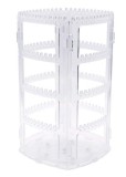 Organizator Bijuterii Rotativ 360&deg; &ndash; Expozitor Vertical Crystal Clear cu 168 Orificii