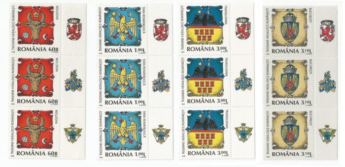 Rom&acirc;nia, LP 1816/2008, &Icirc;nsemne Heraldice Rom&acirc;neşti, 3 serii cu tabsuri dif., MNH