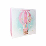 SET 10 pungi de cadou patrate, 24x24x9 cm, model UNICORN ROZ