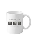 Cana personalizata, mire si mireasa, Save The date, alba, 330 ml