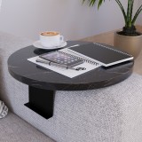 Sofatablett Kuleskyd &Oslash;34cm Marmoroptik, schwarz [en.casa]