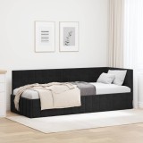 vidaXL Cadru de pat colțar cu headboard Negru 80 cm x 200 cm Catifea 42016373