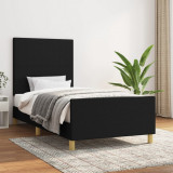 VidaXL Cadru de pat cu tăblie, negru, 80x200 cm, textil