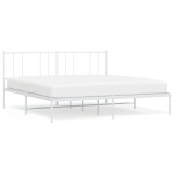 Cumpara ieftin Cadru de pat metalic cu tablie, alb, 183x213 cm