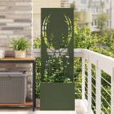 vidaXL Ghiveci de Grădină cu Panou Decorativ Olivengr&oslash;nn 50 x 140 cm