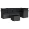 Set mobilier de gradina cu perne, 6 piese, negru, poliratan
