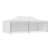 Perete lateral alb 12 m pentru cort tip pavilion pliabil, poliester impermeabil, fixare cu benzi textile